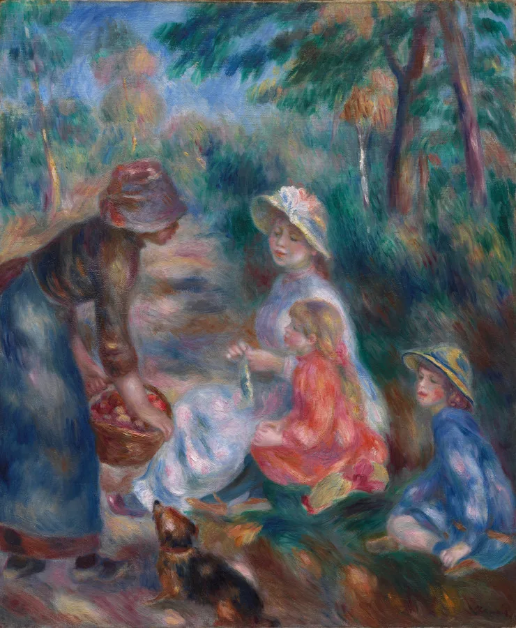 Pierre-Auguste Renoir, The Apple Seller, around 1890, oil on fabric. Cleveland Museum of Art. Renoir belonged to the generation whose own scandal had already been converted into a settled market by 1905.