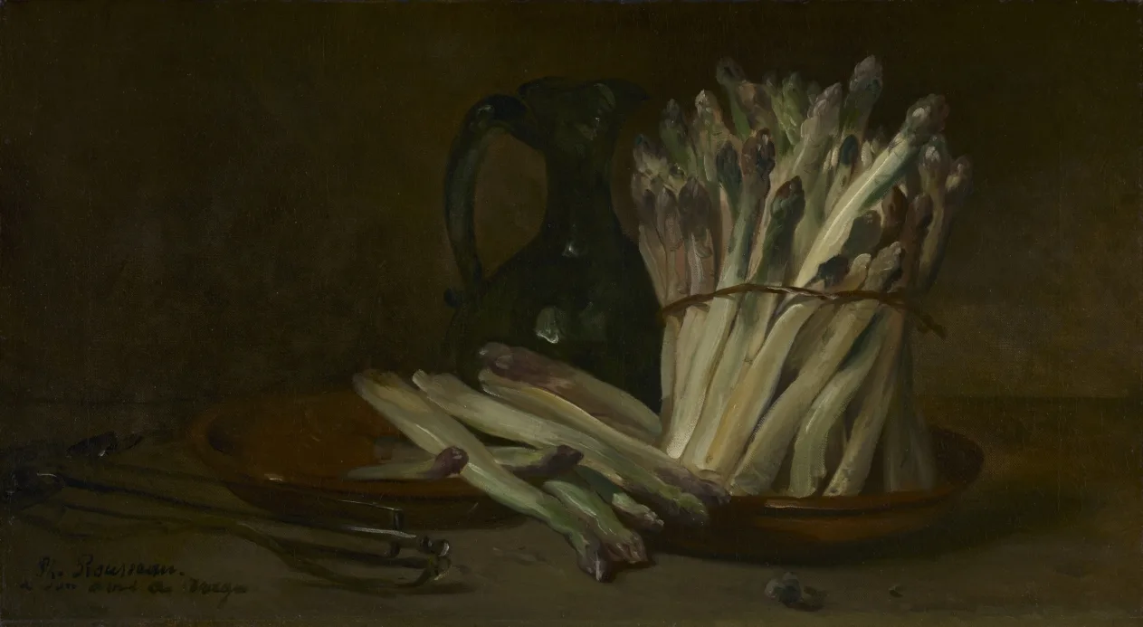 Philippe Rousseau, Still Life with Asparagus, around 1880, oil on fabric. Cleveland Museum of Art. One ordinary subject treated seriously, the kind of picture that quickly tells you whether your taste runs quiet or loud.