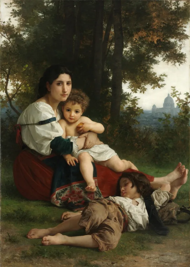 William Adolphe Bouguereau, Rest, 1879, oil on fabric. Cleveland Museum of Art. Highly finished salon painting of this kind set the standard that the 1905 room was measured against and found guilty.