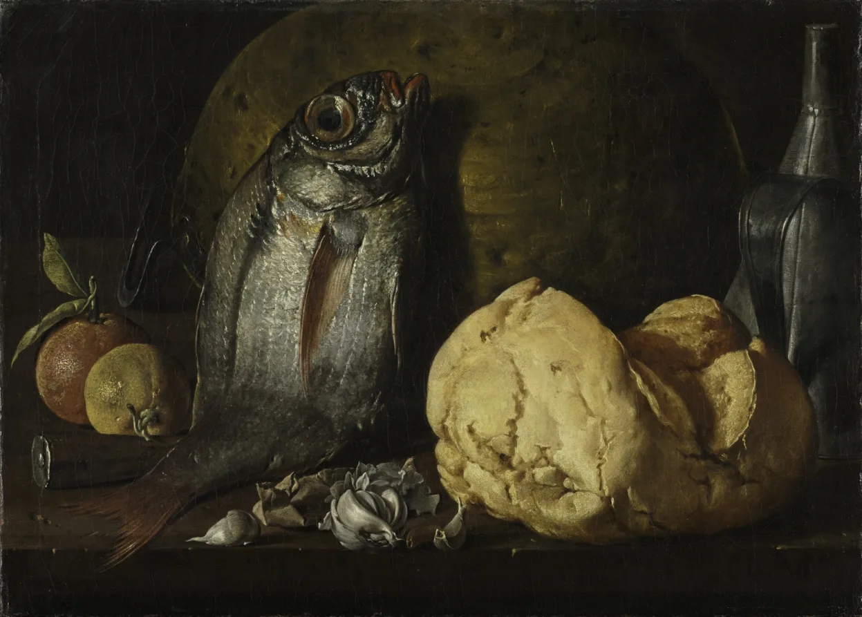 Luis Meléndez, Still Life with Fish, Bread, and Kettle, around 1772, oil on canvas. Cleveland Museum of Art. Meléndez specialized narrowly, which is exactly the pattern that makes an artist easy to trace through a collection database.