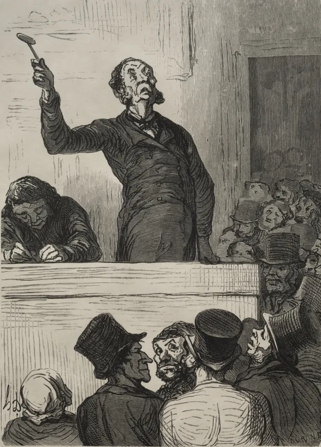 Honoré Daumier, The Auction House: The Auctioneer, 1863, printed 1920, wood engraving. Cleveland Museum of Art. Regional auction rooms remain the main price discovery mechanism across much of Eastern Europe.