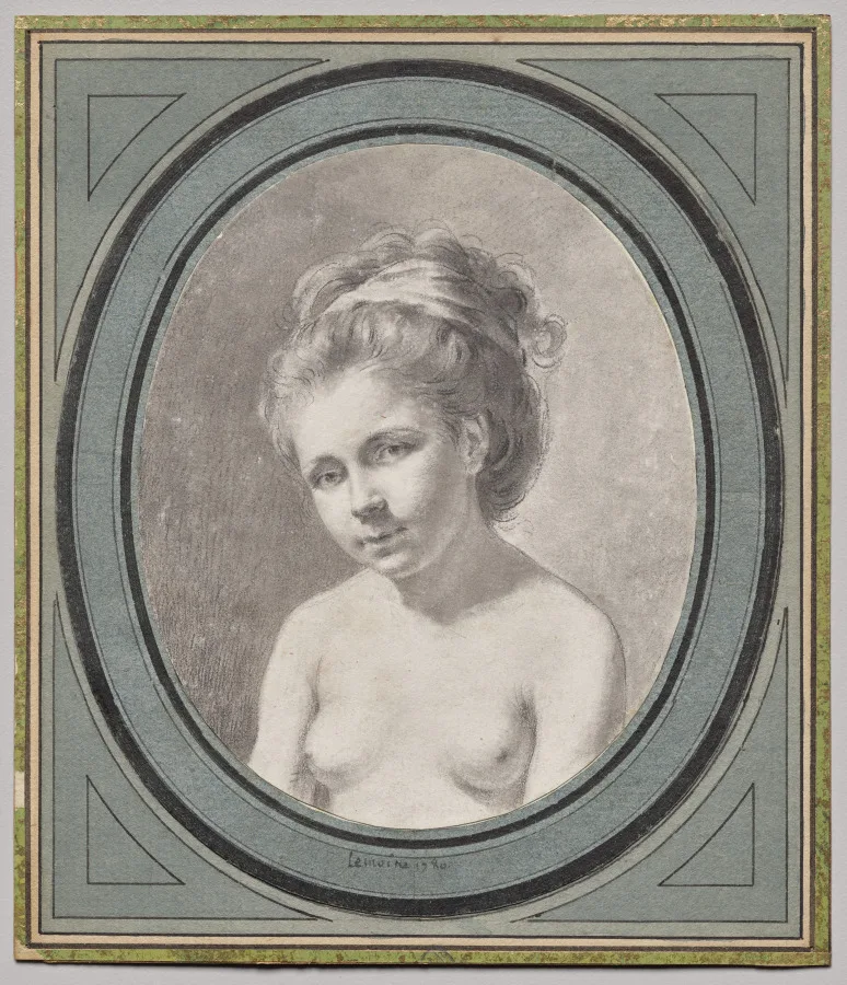 Jacques-Antoine-Marie Lemoine, Bust of a Nude Woman, 1780, black chalk and stumping. Cleveland Museum of Art. Academic drawing traditions of this kind survived in Russian training long after they faded elsewhere.