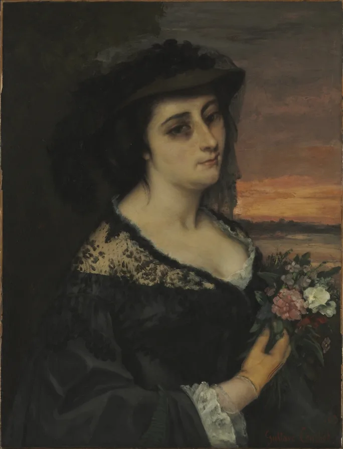 Gustave Courbet, Mme L, Laure Borreau, 1863, oil on fabric. Cleveland Museum of Art. Courbet insisted on painting only what he could see, a principle the hyperrealists inherited and then pushed past.