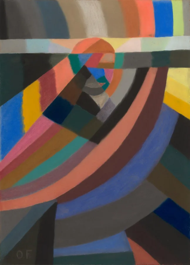 Otto Freundlich, Composition, 1924, pastel. Cleveland Museum of Art. Freundlich built pictures from interlocking colored units, an approach that reached Eastern Europe through exhibitions rather than through schools.