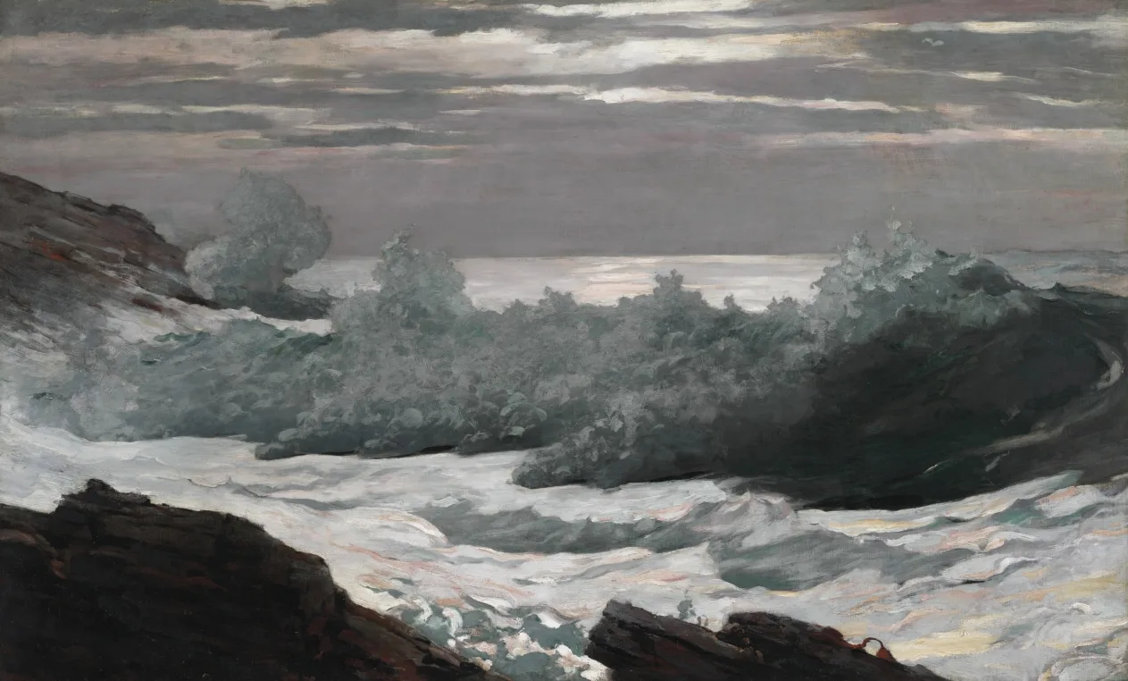 Winslow Homer, Early Morning After a Storm at Sea, 1900 to 1903, oil on canvas. Cleveland Museum of Art. Homer painted water from long observation rather than from photographs, and the difference in the surface is visible.