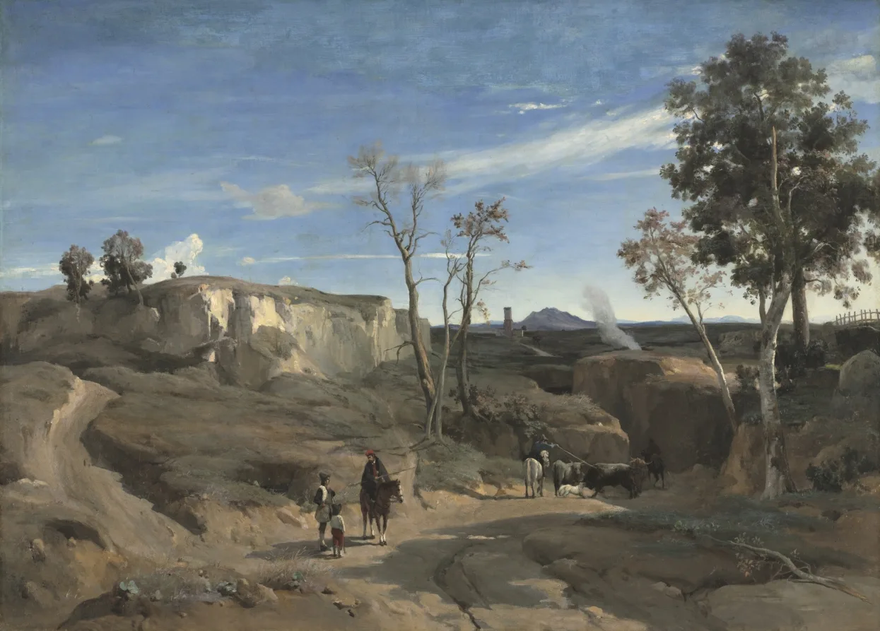 Jean Baptiste Camille Corot, La Cervara, the Roman Campagna, around 1830 to 1831, oil on fabric. Cleveland Museum of Art. Work made long before an artist becomes widely known is often the strongest part of a collection.